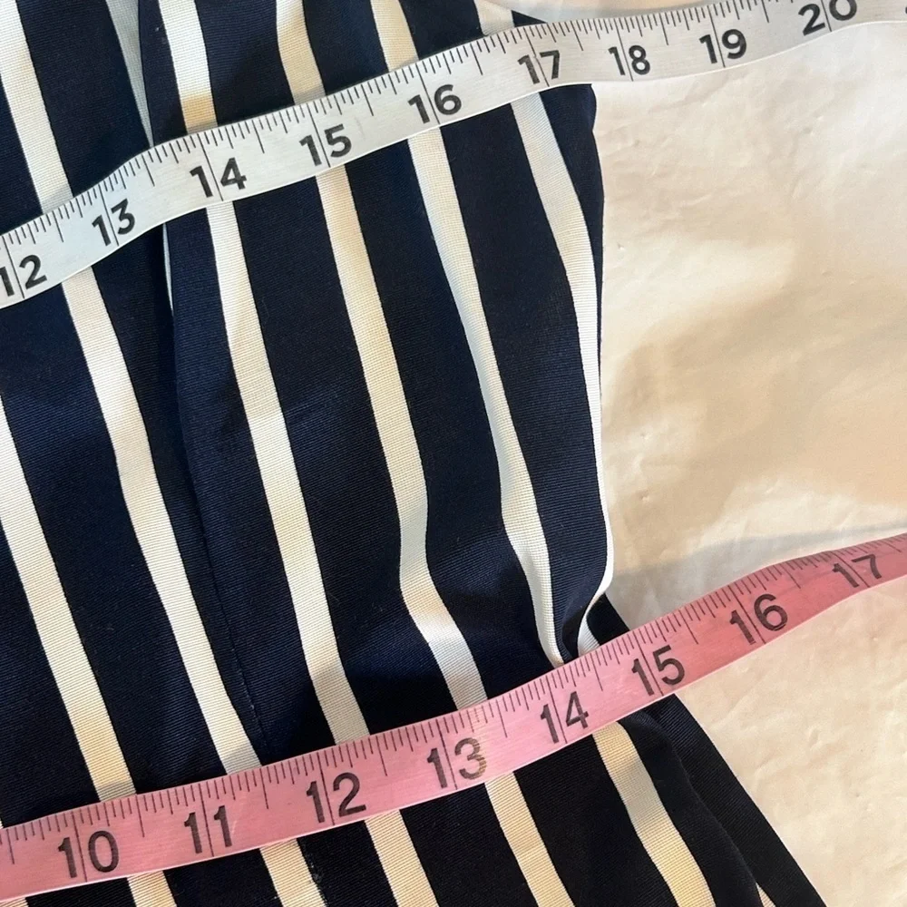 Jonathan Martin Vtg 90s Navy White Nautical Stripped Button Pencil Dress 7/8